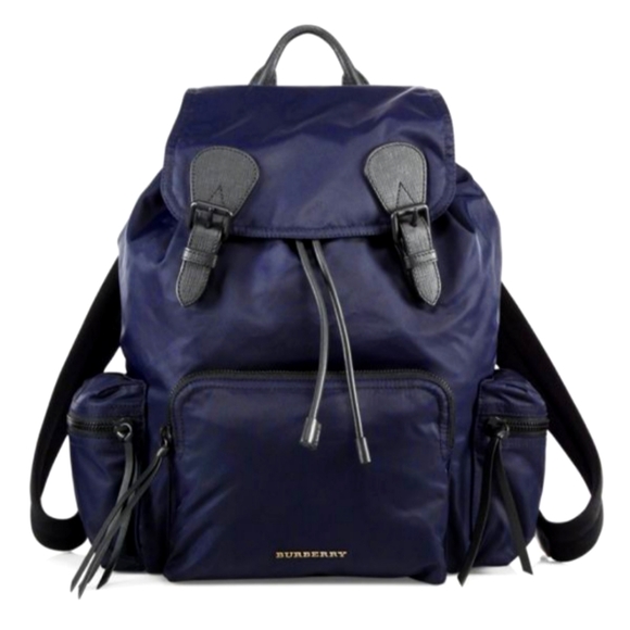 Burberry Prorsum Leather-Trim Ink Blue Rusksack Backpack - Picture 1 of 11